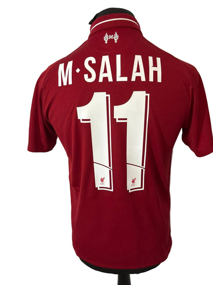 Liverpool 2018-19 home football shirt, red, small, New Balance, Mohamed Salah, back