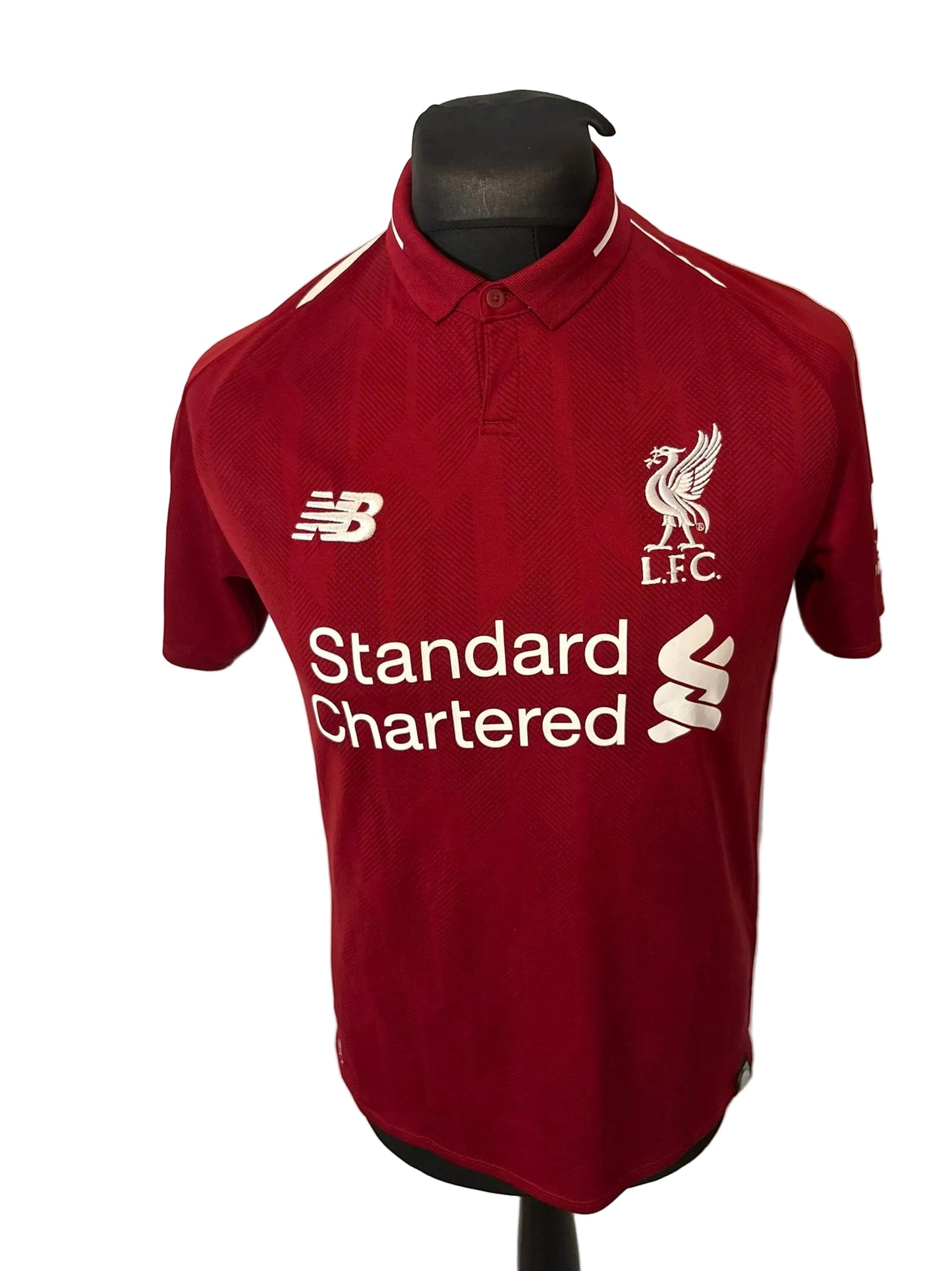 Liverpool 2018-19 home football shirt, red, small, New Balance, Mohamed Salah, front