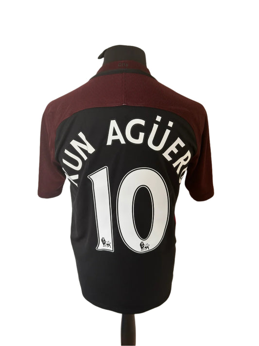 Manchester City Sergio Aguero 2016-17 Away Football Shirt Medium Nike