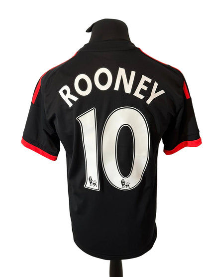 Manchester United 2015-16 third football shirt, black, medium, Adidas, Wayne Rooney, back