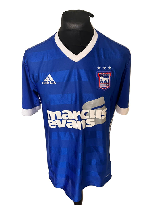 Ipswich Town 2017-18 Home Football Shirt Large Adidas