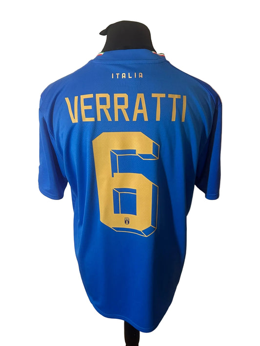 Italy 2022-23 home football shirt, blue, Extra Large, XL, Puma, Marco Verratti, back