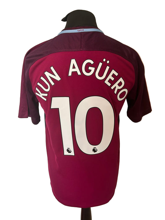 Manchester City Sergio Aguero 2017-18 Away Football Shirt Medium Nike