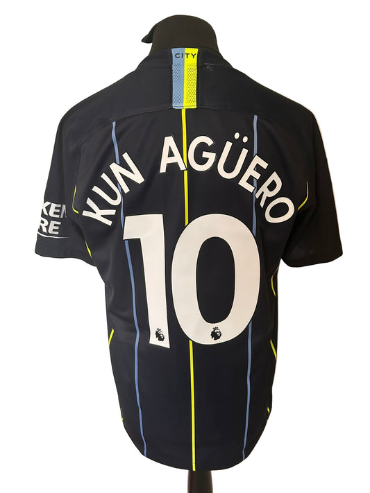 Manchester City Sergio Aguero 2018-19 Away Football Shirt Large Nike