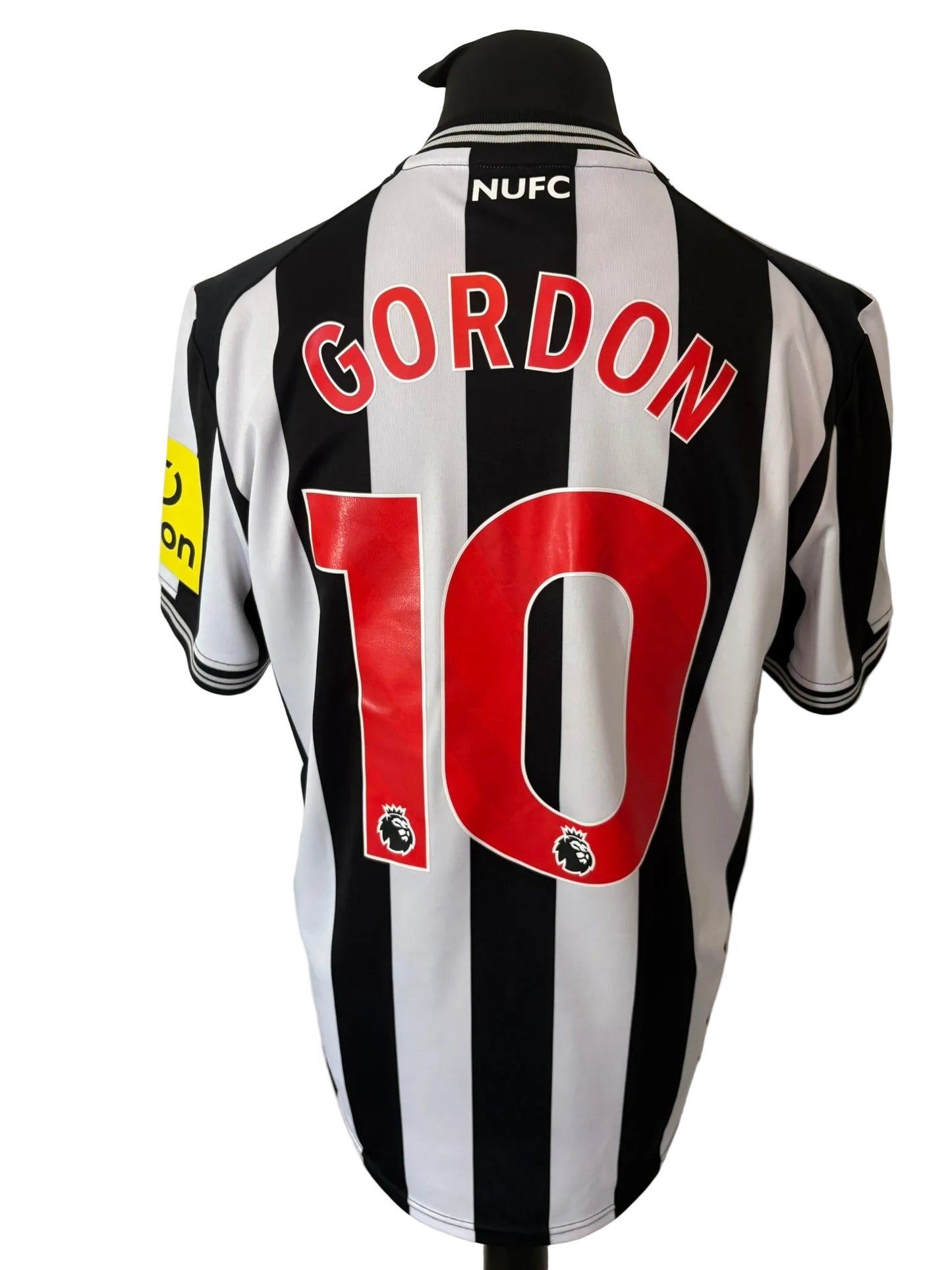 Newcastle United 2023-24 home football shirt, black and white, Large, Castore, Anthony Gordon, back