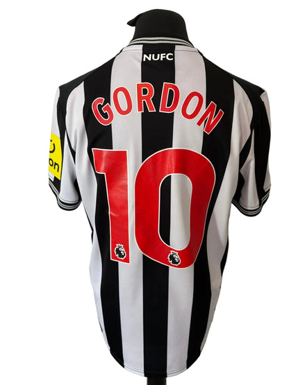 Newcastle United 2023-24 home football shirt, black and white, Large, Castore, Anthony Gordon, back