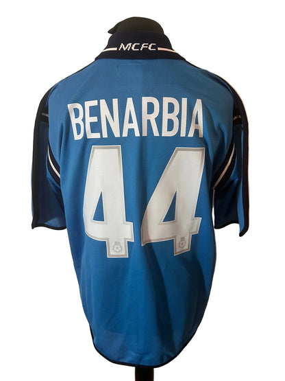 Manchester City 2001-02 home football shirt, blue, large, Le Coq Sportif, Ali Benarbia, back