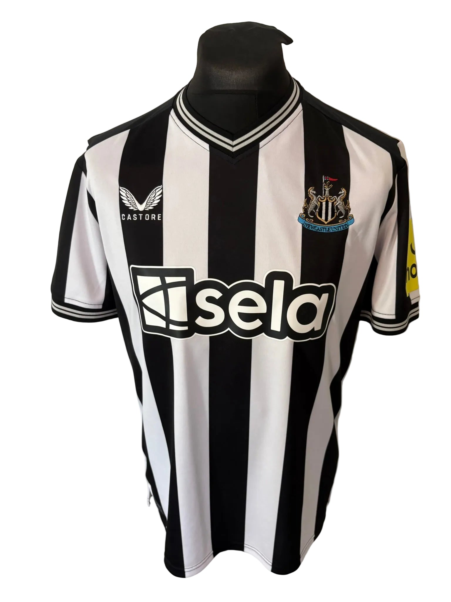 Newcastle United 2023-24 home football shirt, black and white, Large, Castore, Anthony Gordon, front