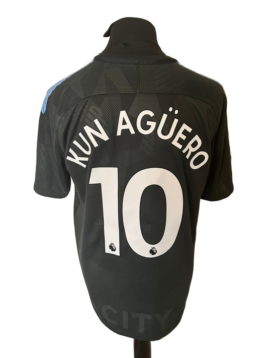 Manchester City Sergio Aguero 2017-18 Third Football Shirt Large Nike