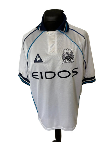 Manchester City 1999-00 away football shirt, white, Extra Large, XL, Le Coq Sportif, front