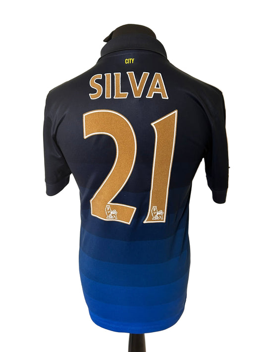 Manchester City David Silva 2014-15 Away Football Shirt Small Nike