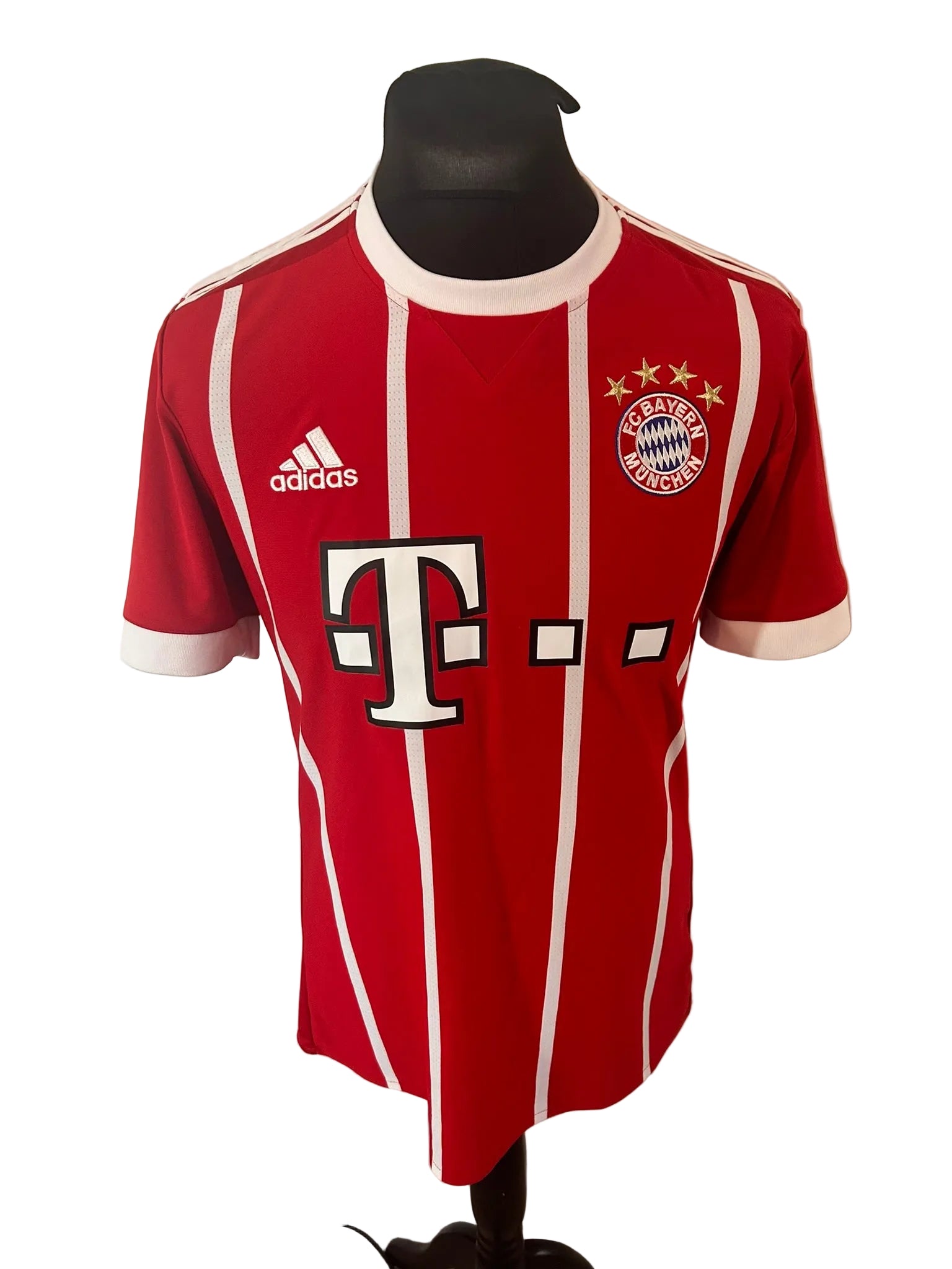 Bayern Munich 2017-18 home football shirt, red, medium, Adidas, Robert Lewandowski, front