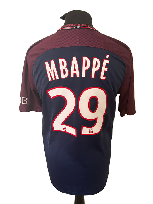 Paris Saint Germain PSG Kylian Mbappe 2017-18 Home Football Shirt Large Nike