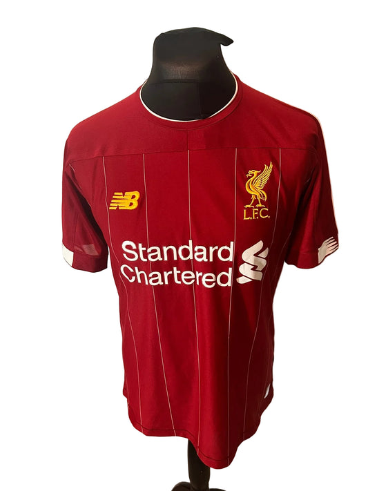 Liverpool 2019-20 home football shirt, red, medium, New Balance, Mohamed Salah, front