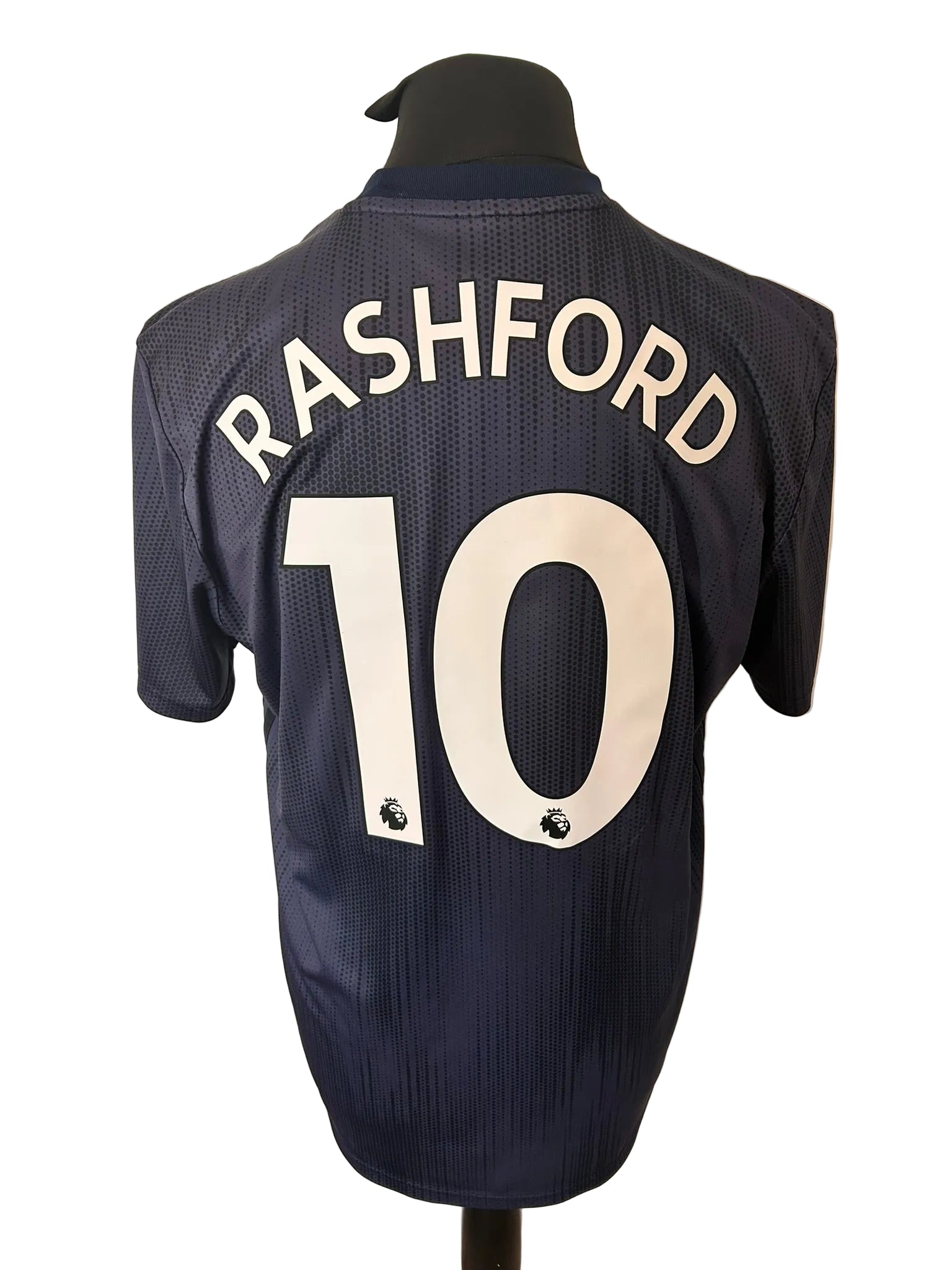 Manchester United 2018-19 third football shirt, navy, large, Adidas, Marcus Rashford, back