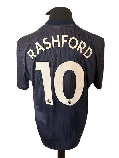Manchester United 2018-19 third football shirt, navy, large, Adidas, Marcus Rashford, back