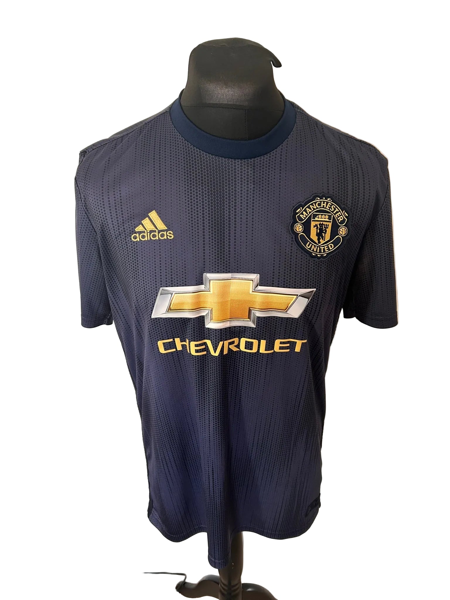 Manchester United 2018-19 third football shirt, navy, large, Adidas, Marcus Rashford, front