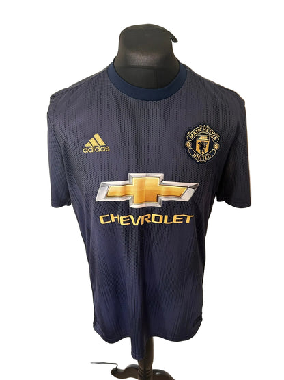 Manchester United 2018-19 third football shirt, navy, large, Adidas, Marcus Rashford, front