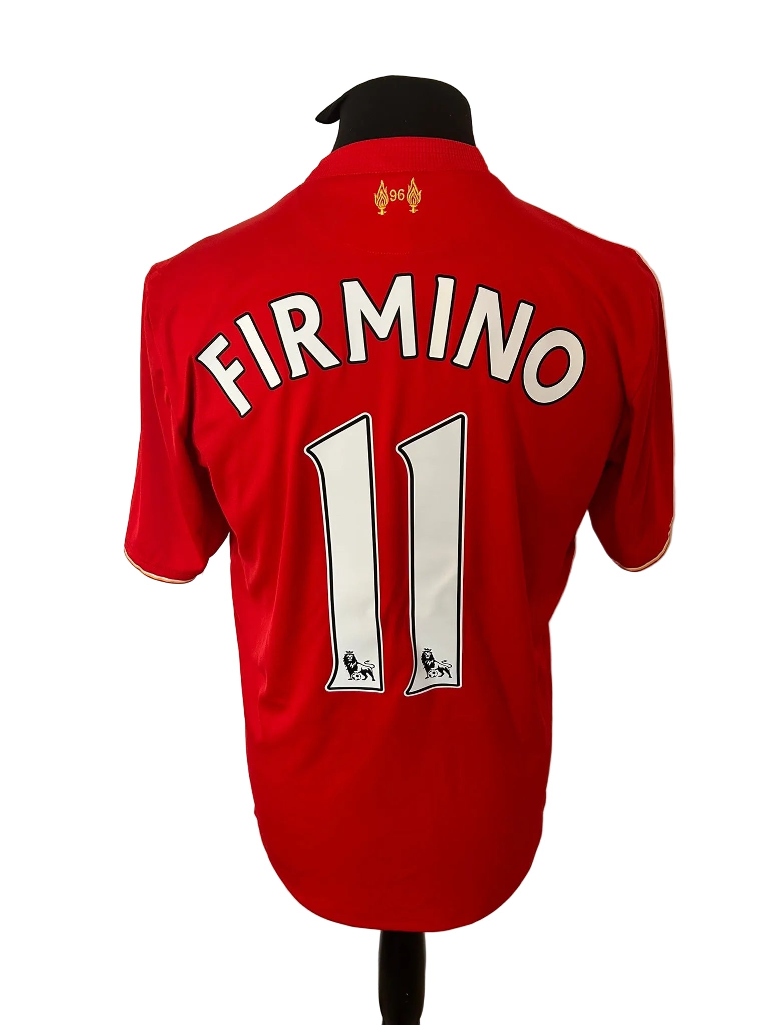 Liverpool 2015-16 home football shirt, red, medium, New Balance, Roberto Firmino, back