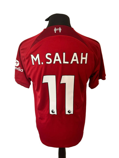 Liverpool 2022-23 home football shirt, red, medium, Nike, Mohamed Salah, back