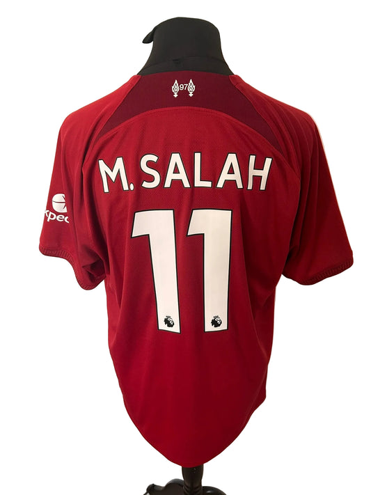 Liverpool 2022-23 home football shirt, red, Extra Large, XL, Nike, Mohamed Salah, back