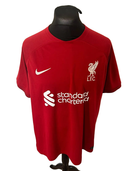 Liverpool 2022-23 home football shirt, red, Extra Large, XL, Nike, Mohamed Salah, front