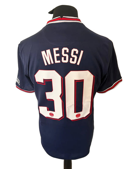 Paris Saint Germain, PSG 2021-22 home football shirt, navy, medium, Nike, Lionel Messi, back