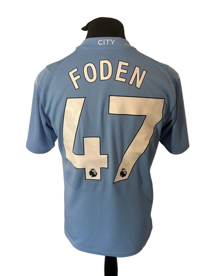 Manchester City 2023-24 homefootball shirt, blue, medium, Puma, Phil Foden, back