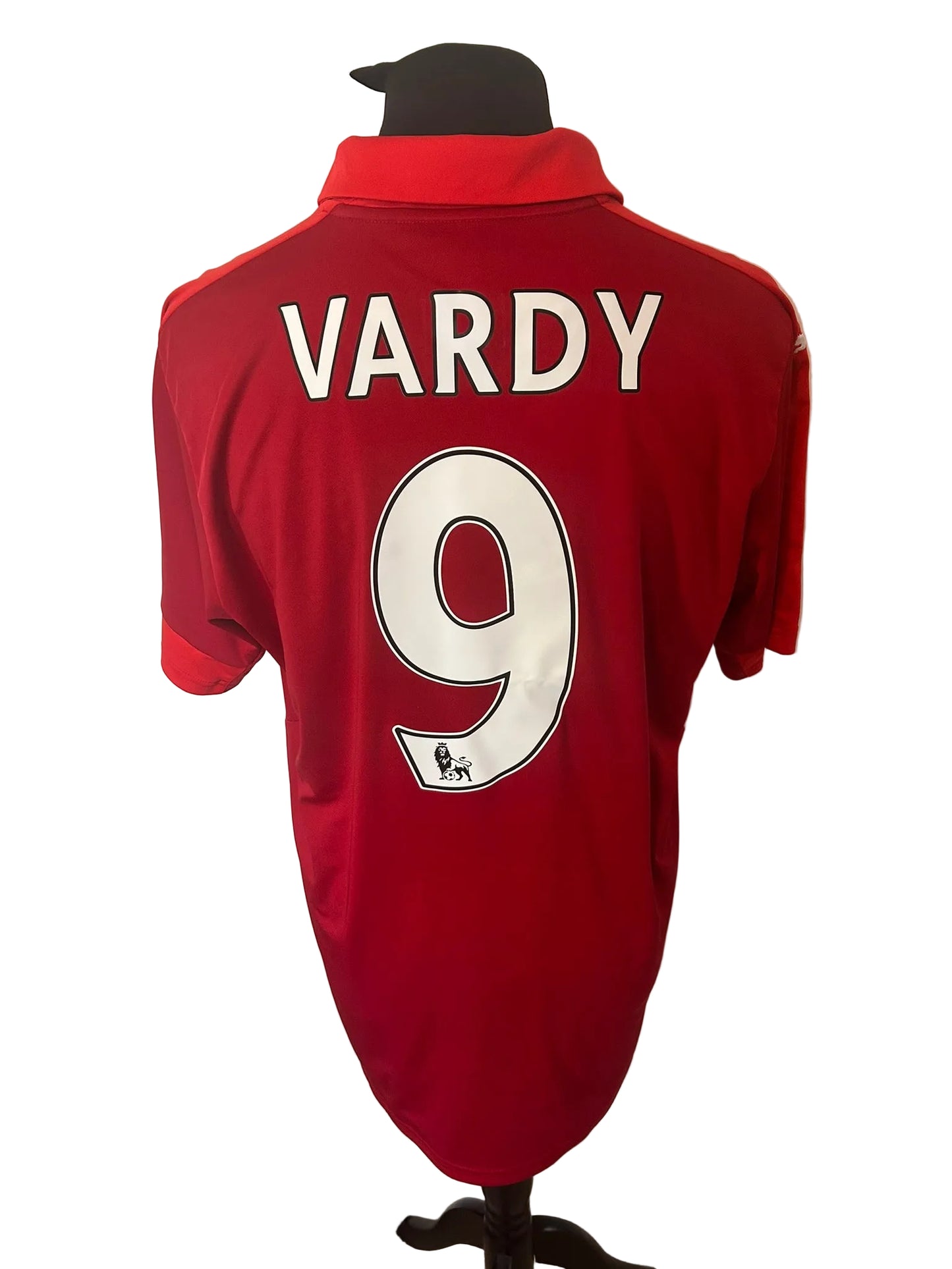 Leicester City 2016-17 away football shirt, red, Extra Large, XL, Puma, Jamie Vardy, back