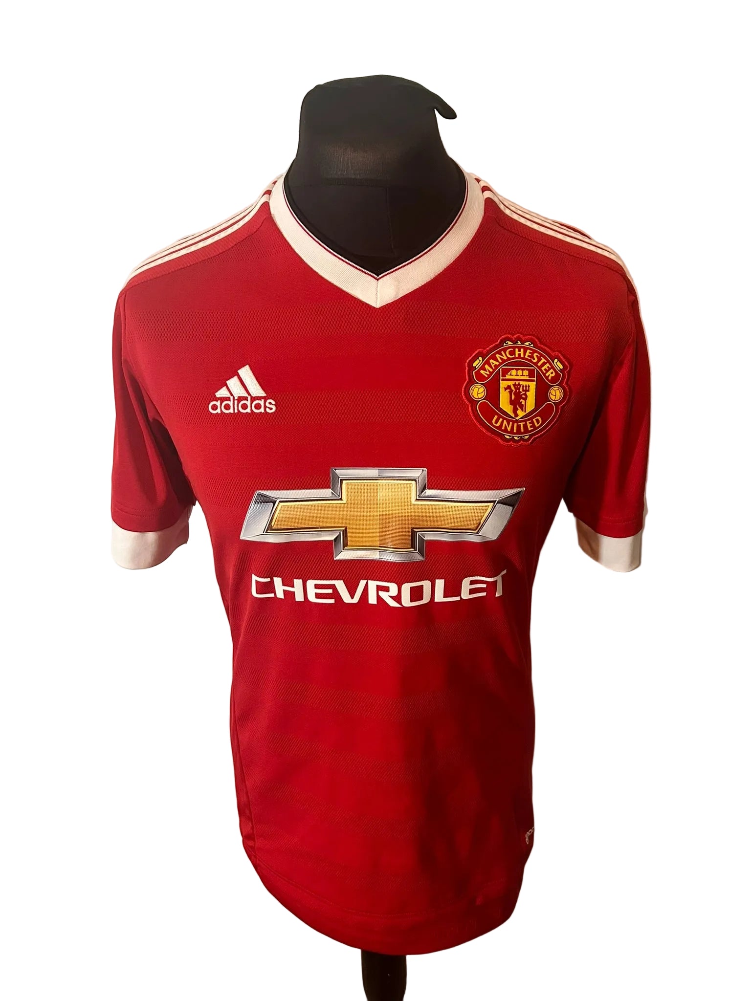 Manchester United 2015-16 home football shirt, red, medium, Adidas, Wayne Rooney, front