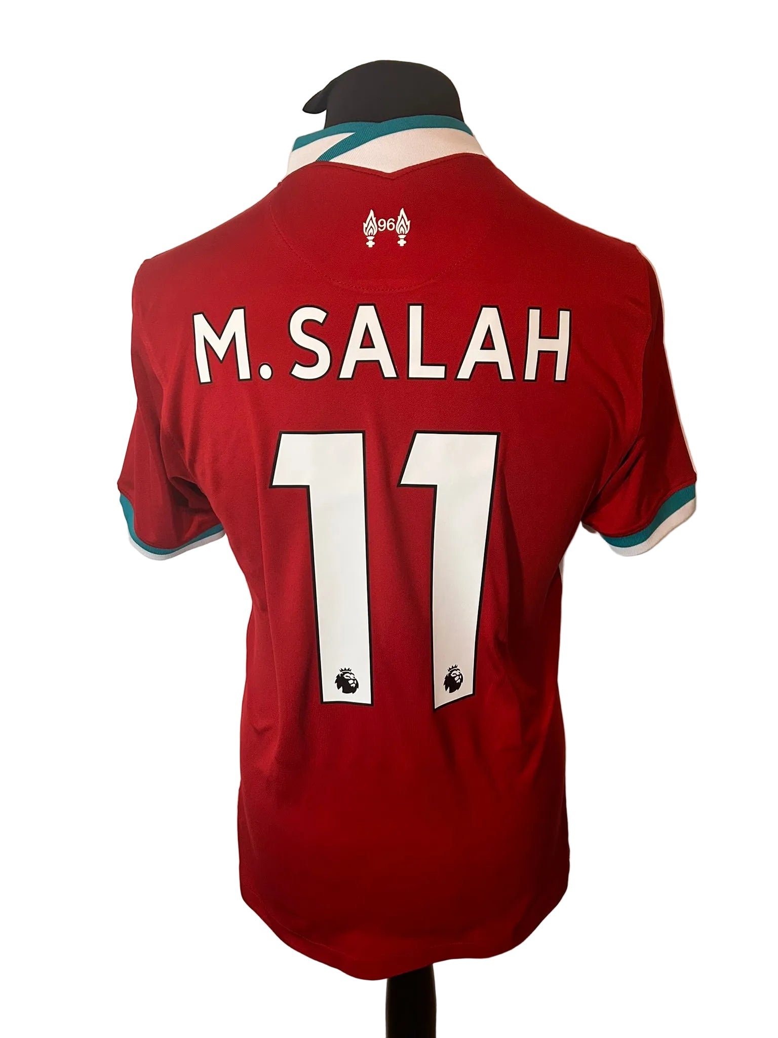Liverpool 2020-21 home football shirt, red, medium, Nike, Mohamed Salah, back