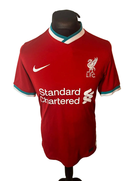 Liverpool 2020-21 home football shirt, red, medium, Nike, Mohamed Salah, front