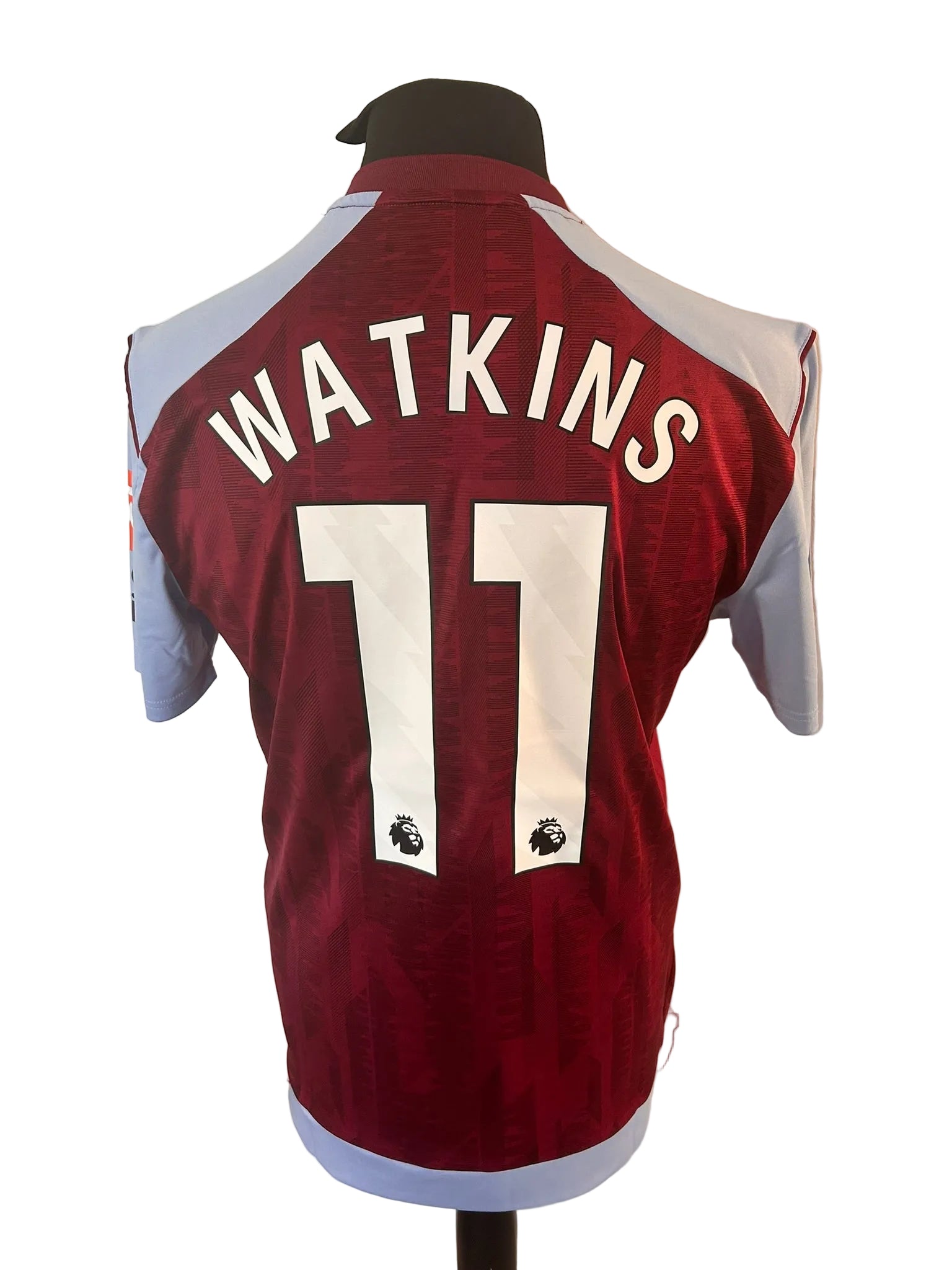 Aston Villa 2023-24 home football shirt, claret, medium, Castore, Ollie Watkins, back