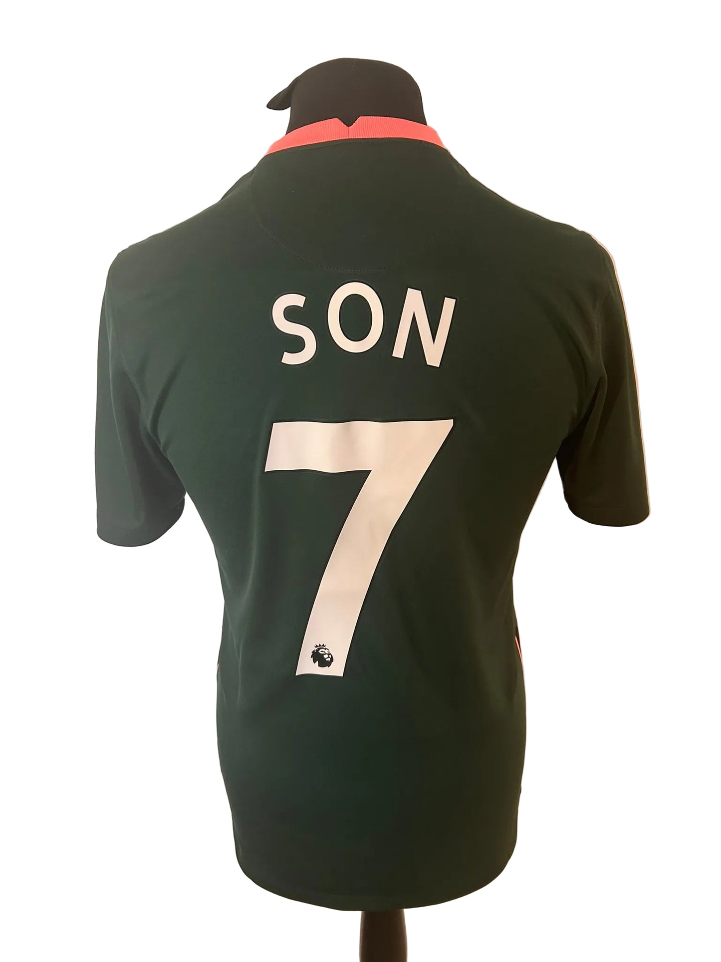 Tottenham Hotspur 2020-21 away football shirt, green, small, Nike, Son Heung-min, back