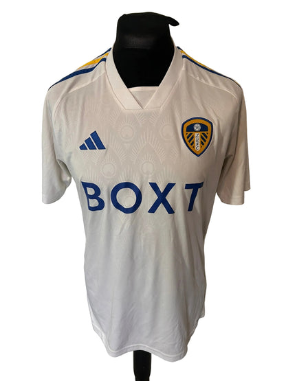 Leeds United 2023-24 home football shirt, white, Large, Adidas, front