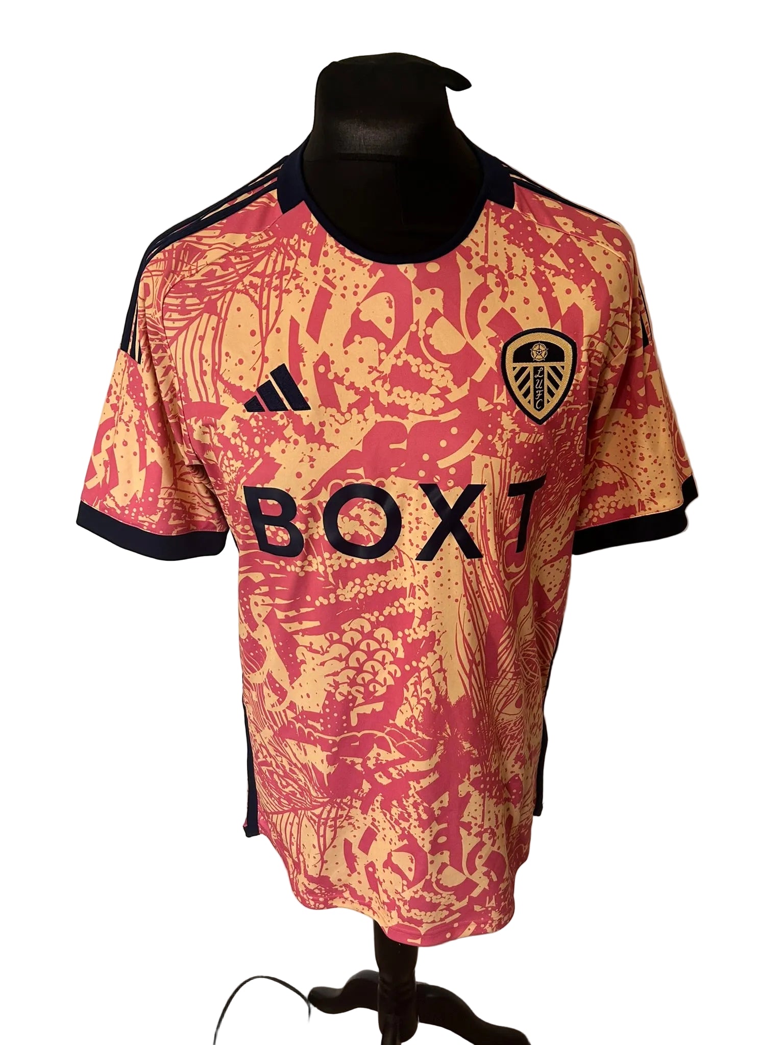 Leeds Unite 2023-24 third football shirt, pink and cream, large, Adidas, front