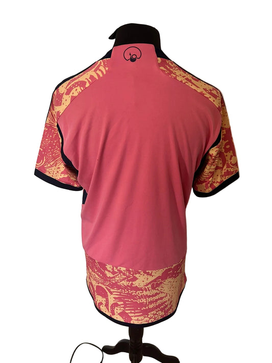 Leeds Unite 2023-24 third football shirt, pink and cream, large, Adidas, back