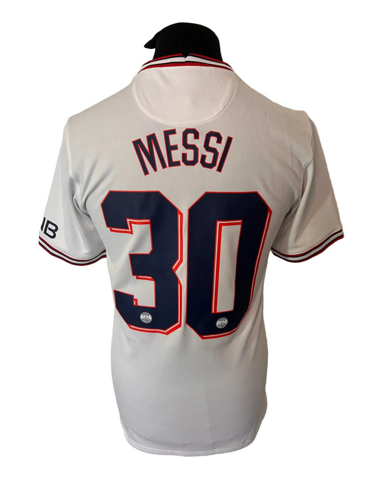 Paris Saint Germain, PSG 2021-22 fourth football shirt, white, small, Nike, Lionel Messi, back