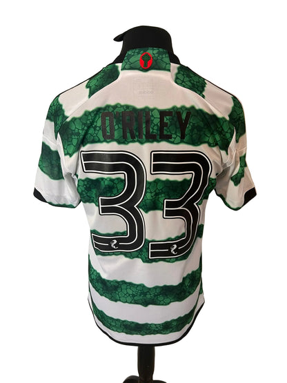 Celtic 2023-24 home football shirt, green and white, medium, Adidas, Matt O'Riley, back