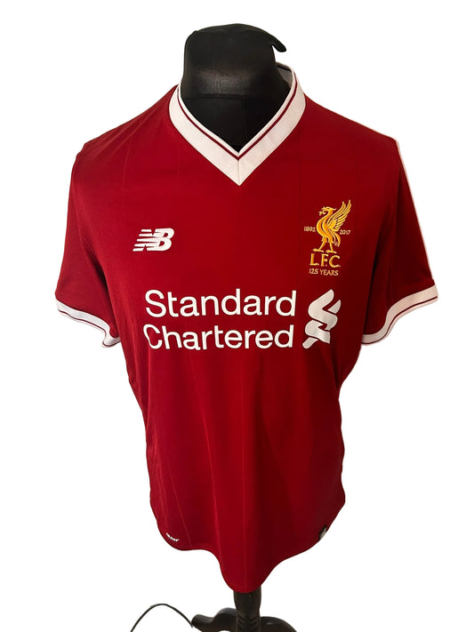 Liverpool 2017-18 home football shirt, red, medium, New Balance, Virgil Van Dijk, front
