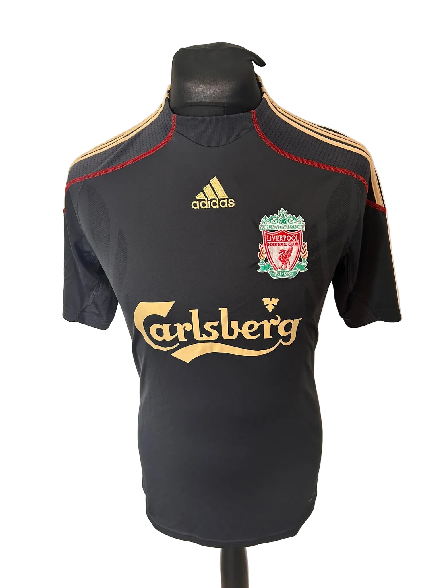 Liverpool 2009-10 away football shirt, black, small, Adidas, Fernando Torres, front