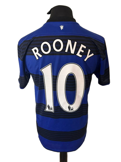 Manchester United 2011-13 away football shirt, blue and black, medium, Nike, Wayne Rooney, back