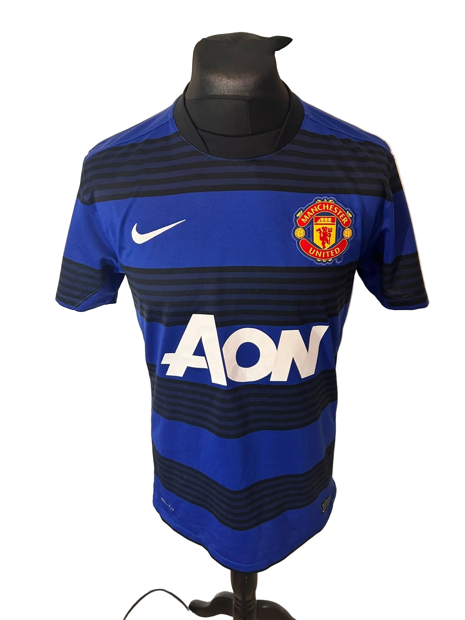 Manchester United 2011-13 away football shirt, blue and black, medium, Nike, Wayne Rooney, front