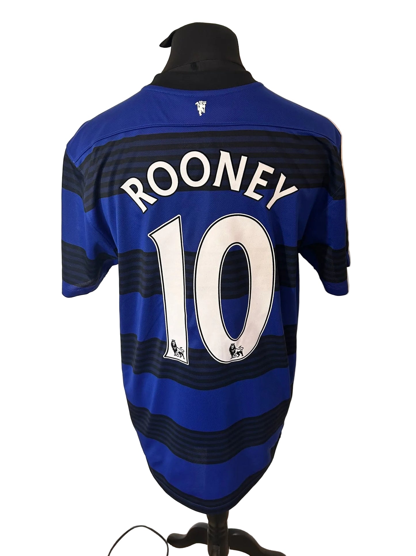 Manchester United 2011-13 away football shirt, blue and black, Extra Large, XL, Nike, Wayne Rooney, back
