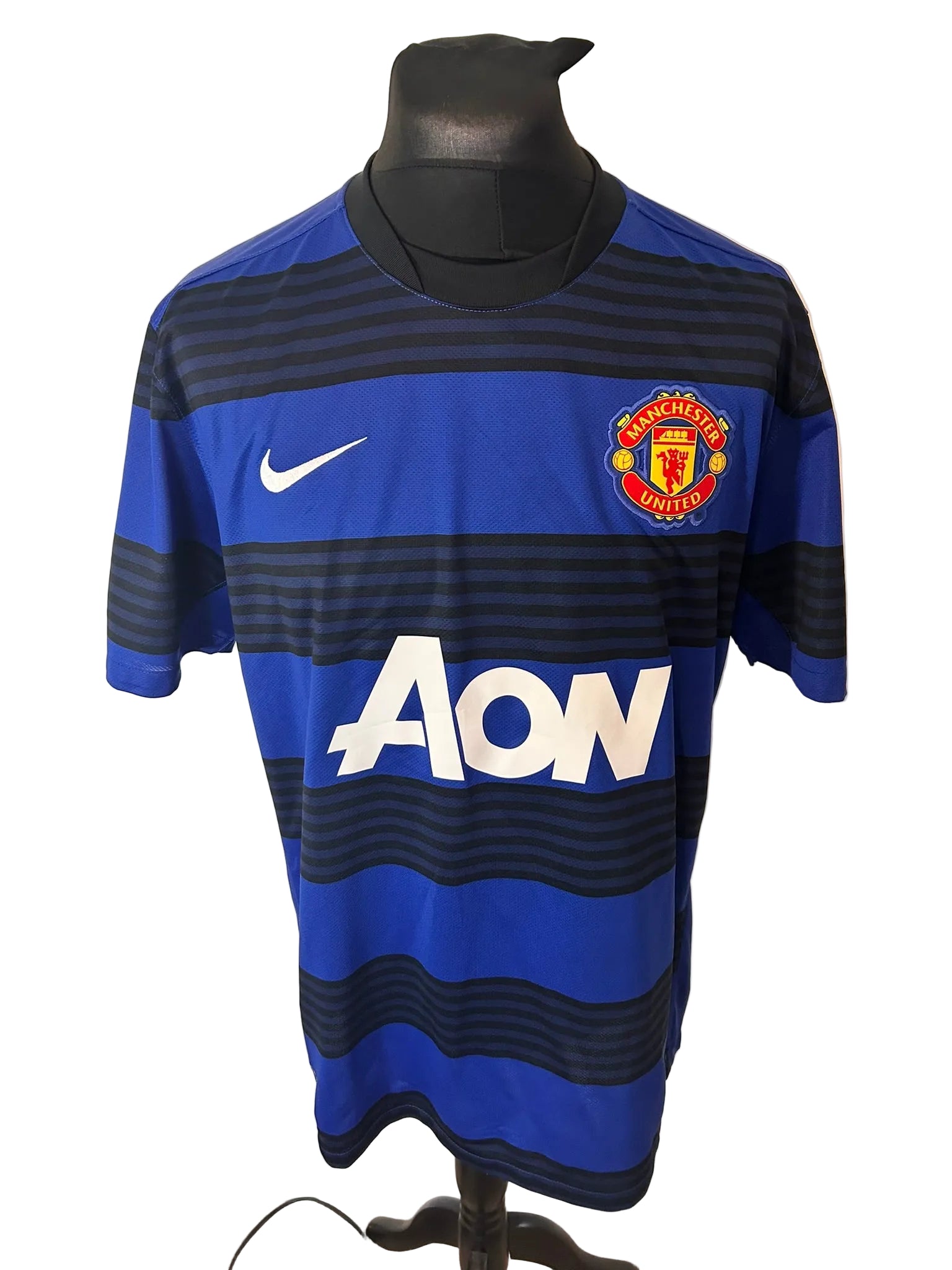 Manchester United 2011-13 away football shirt, blue and black, Extra Large, XL, Nike, Wayne Rooney, front