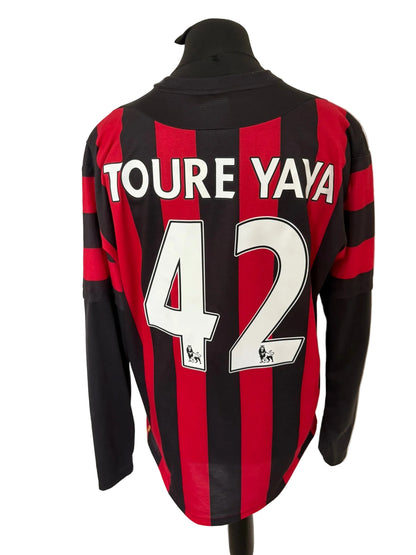 Manchester City 2011-12 away football shirt, red and black, Extra Large, XL, Umbro, Yaya Toure, back