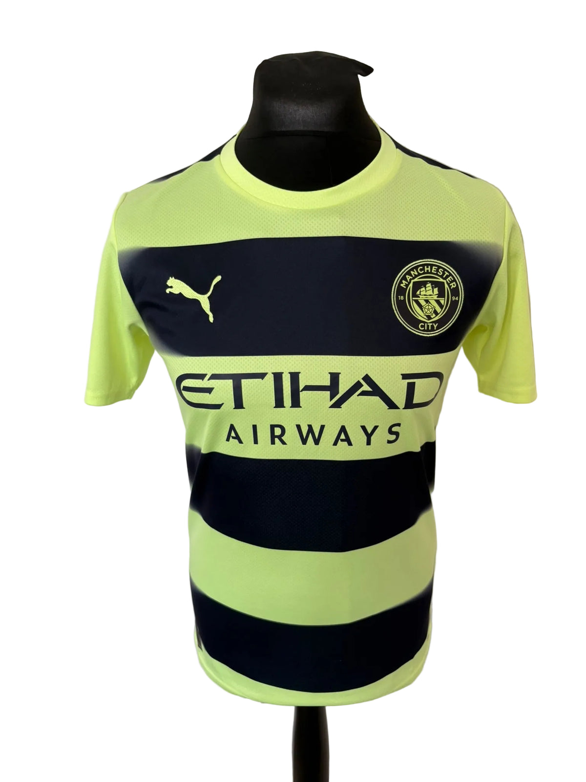 Manchester City 2022-23 third football shirt, green, small, Puma, Erling Haaland, front
