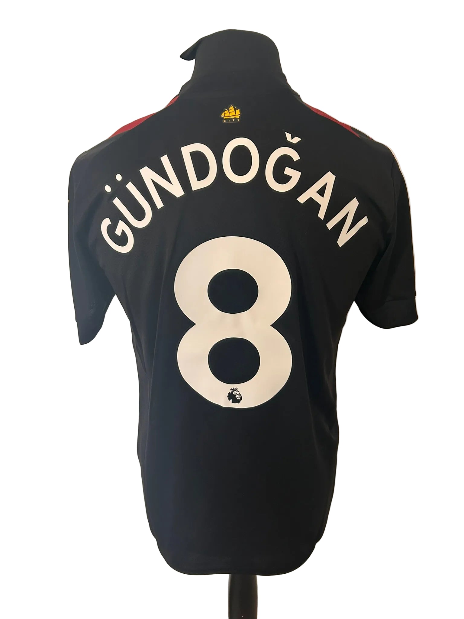 Manchester City 2022-23 away football shirt, black and red, medium, Puma, Ilkay Gundogan, back