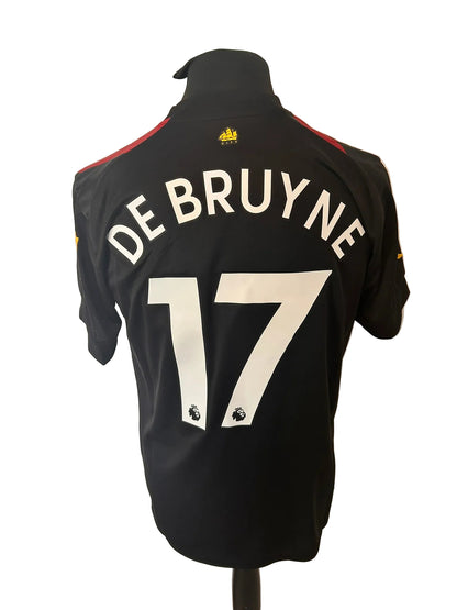 Manchester City 2022-23 away football shirt, red and black, medium, Puma, Kevin De Bruyne, back