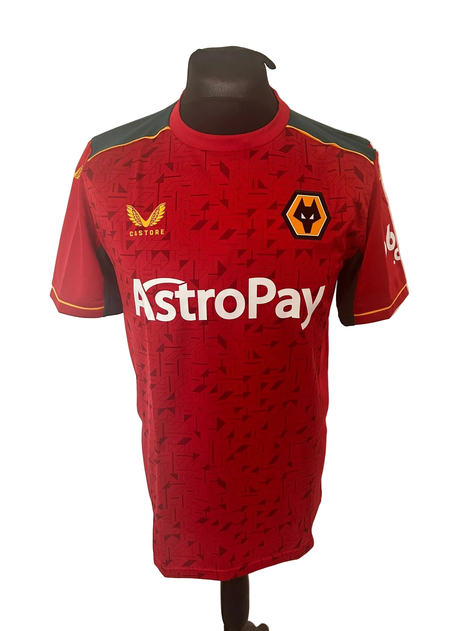 Wolverhampton Wanderers, Wolves 2023-24 away football shirt, red, medium, Castore, front